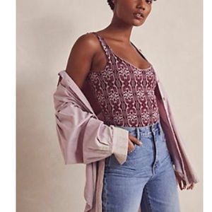 Free People Clean Lines bodysuit in Rhubarb design.